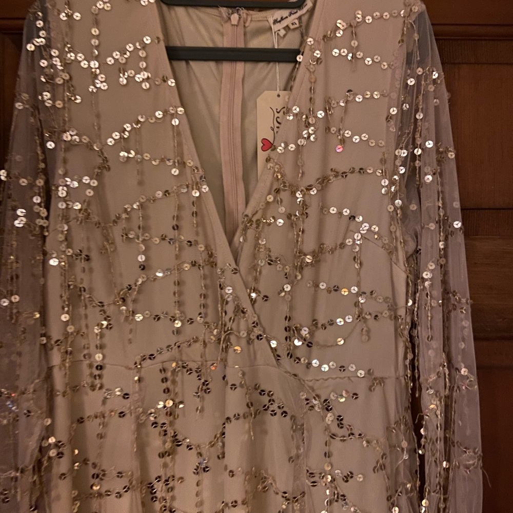 Ivory Sequined Formal Dress